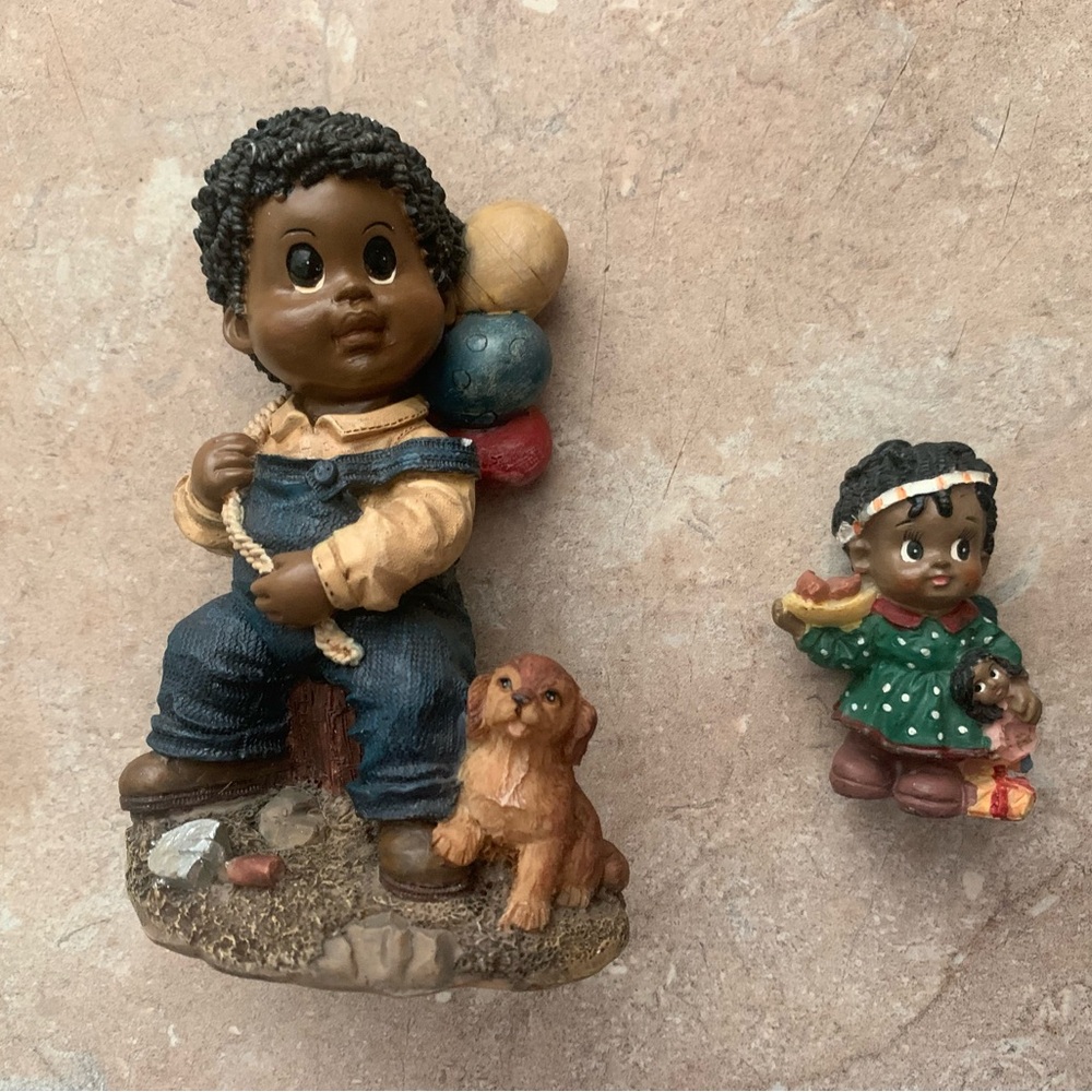 Adorable Kids Figurine Set with Balloons and Puppy